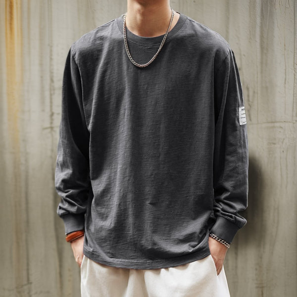 Natural Texture Crew Neck Long Sleeve T-shirt P1792